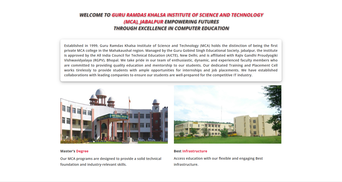 GRKIST MCA Department Website System