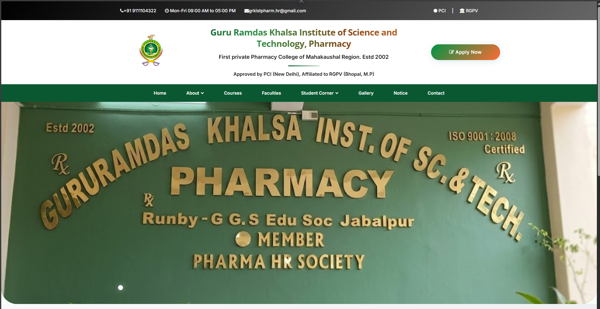 GRKIST Pharmacy College Website System