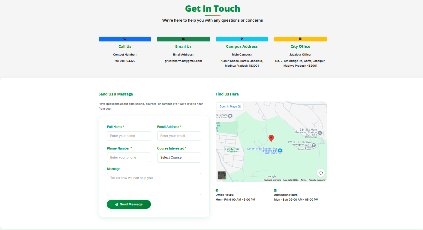 GRKIST Pharmacy College Website System