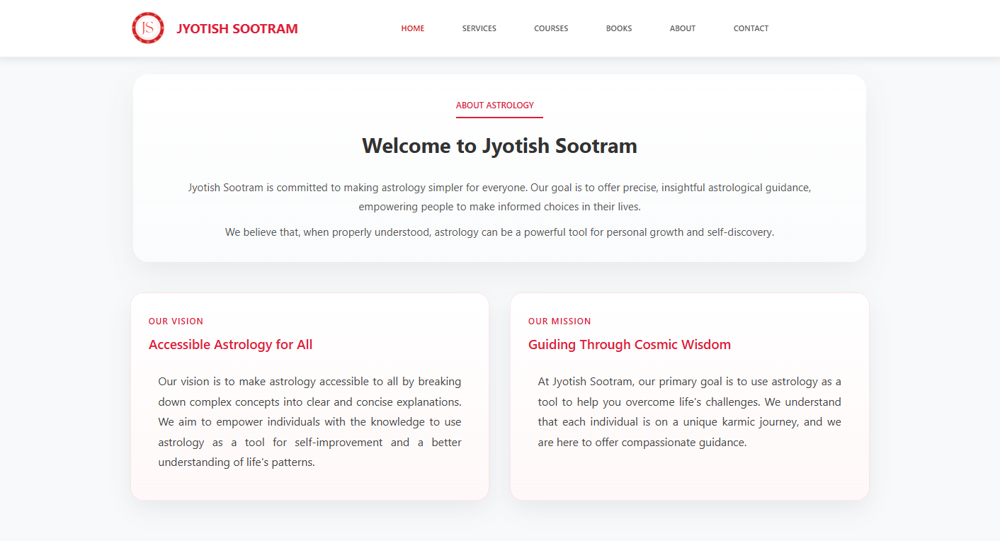 Jyotish Sootram Astrology Consultation & Learning Platform